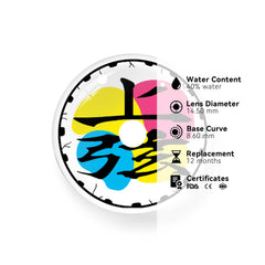 Cosplay Demon Slayer Twelve Kizuki Douma Linke weiße farbige Kontaktlinsen