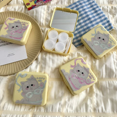 Butter Yellow Bow Kitten Colored Contact Lens Case