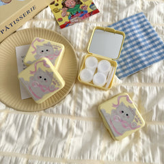 Butter Yellow Bow Kitten Colored Contact Lens Case