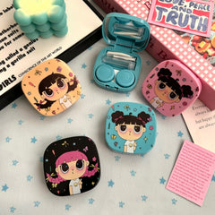 Pouty Pigtail Dolly Girl Colored Contact Lens Case