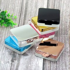 Estuche para lentes de contacto de color multicolor cuadrado galvanizado
