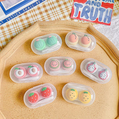 Lindo estuche para lentes de contacto de color fruta