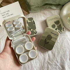 Estuche para lentes de contacto color tulipán con pintura al óleo Ins