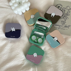 Estuche para lentes de contacto de color con diseño de dibujos animados lindo