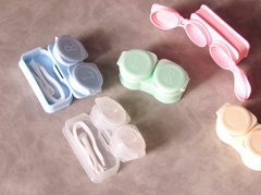 Funda con tapa tipo macarrón para lentes de contacto de colores