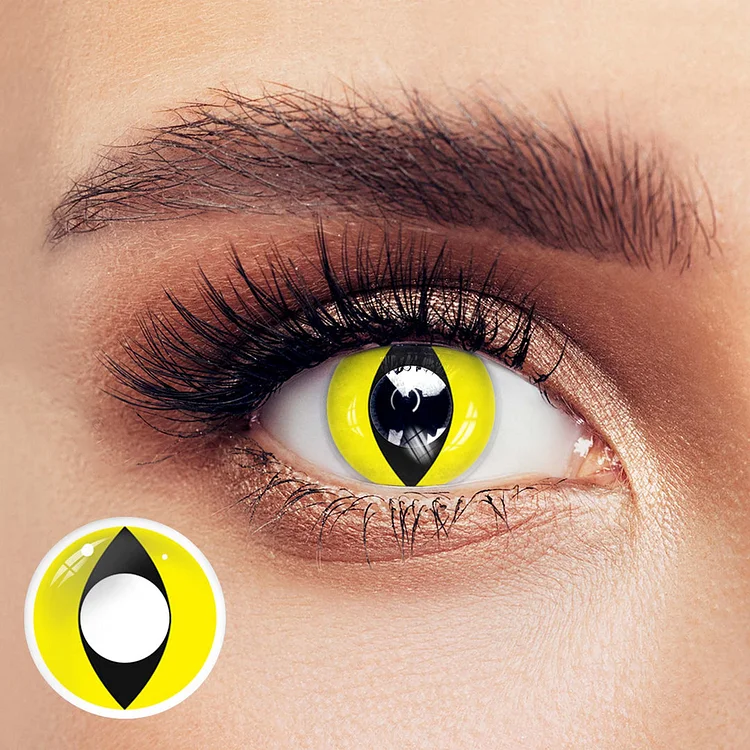 Farbige Halloween-Katzenaugen-Kontaktlinsen in Gelb