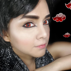 Lentes de contacto de color rojo con cuchillas Sharingan para cosplay