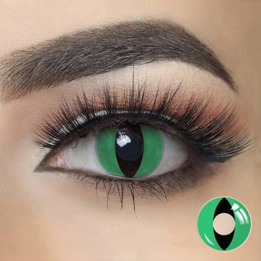 Cosplay Cat Eye Green Colored Contact Lenses