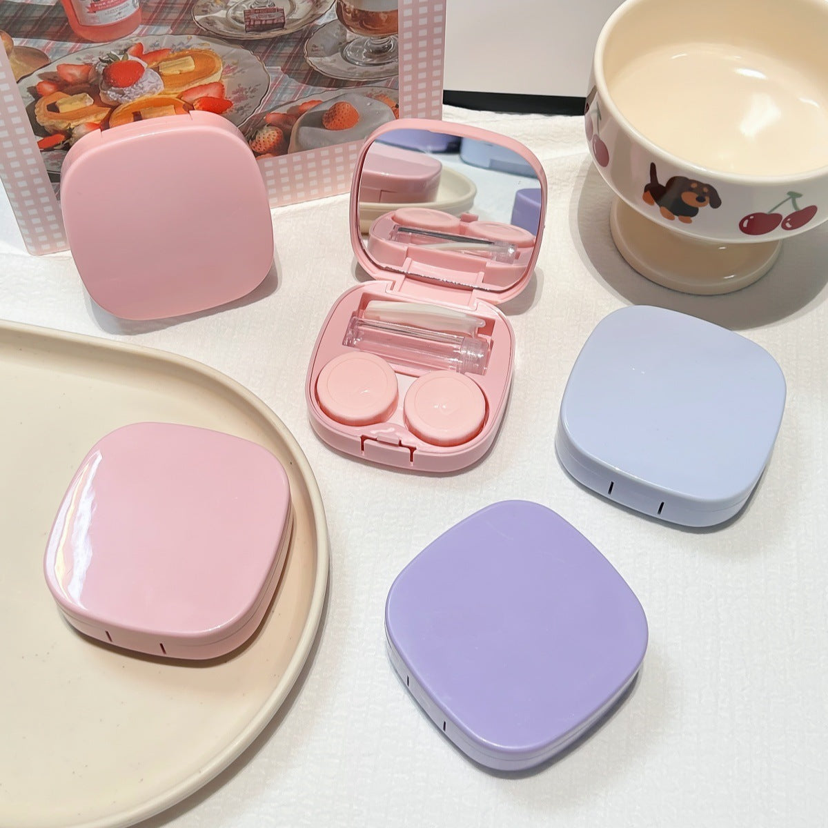 Like Fish Solid Color Portable Colored Contact Lens Case