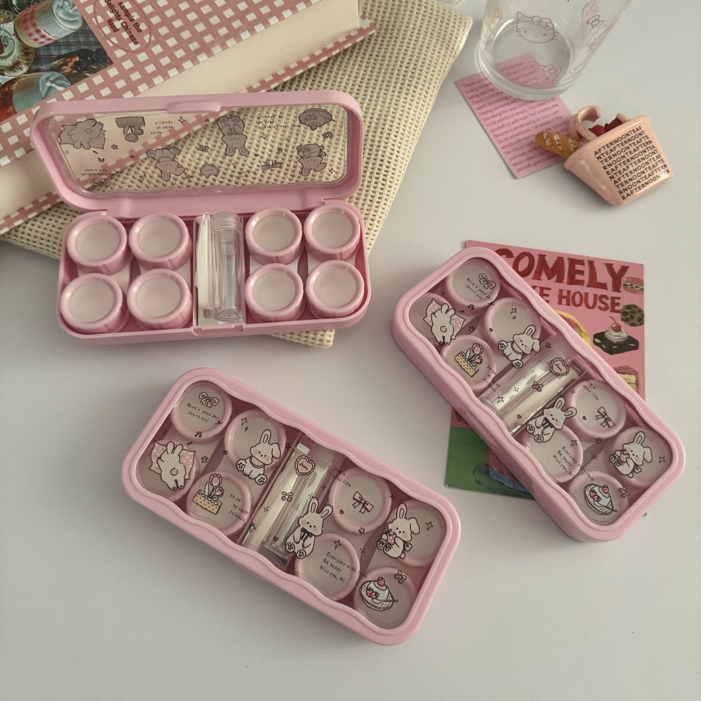 Sweet Bunny Garden Colored Contact Lens Case