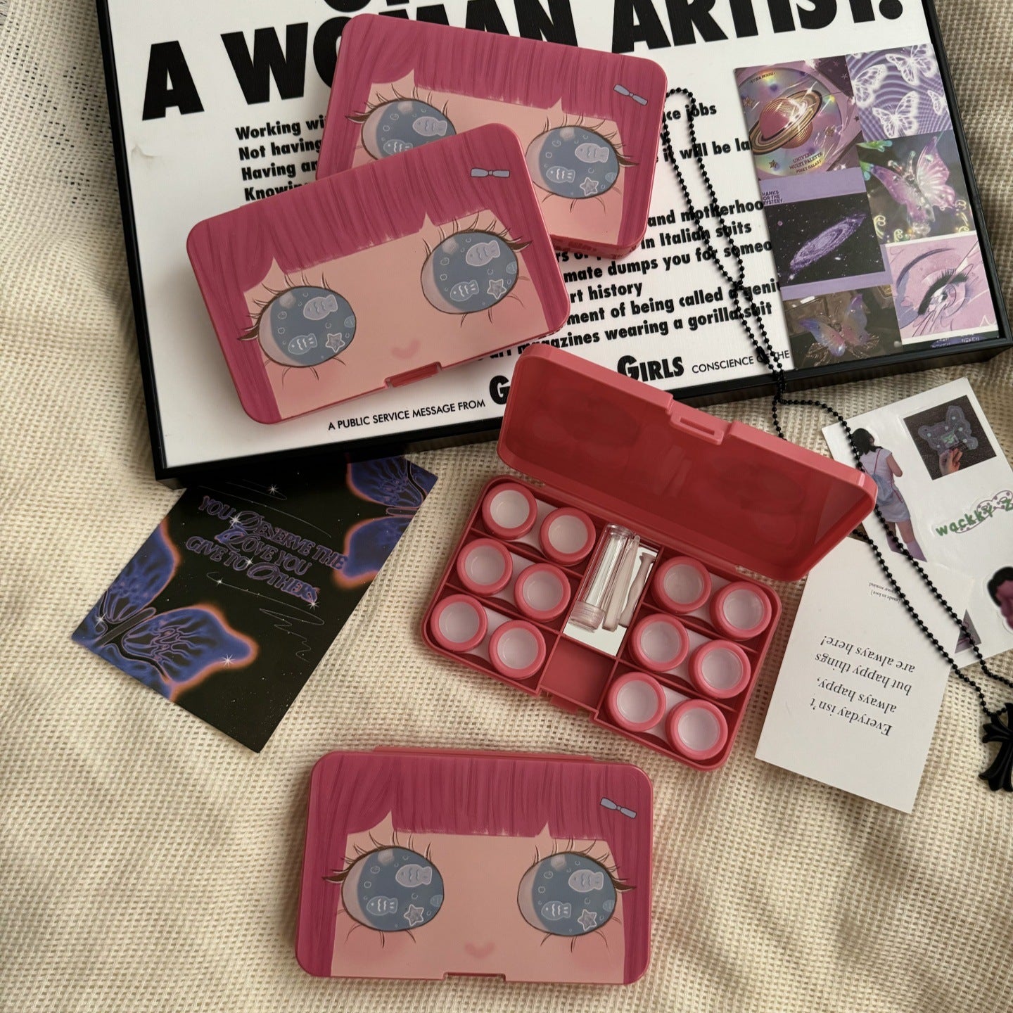 Big Eye Girl Colored Contact Lens Case