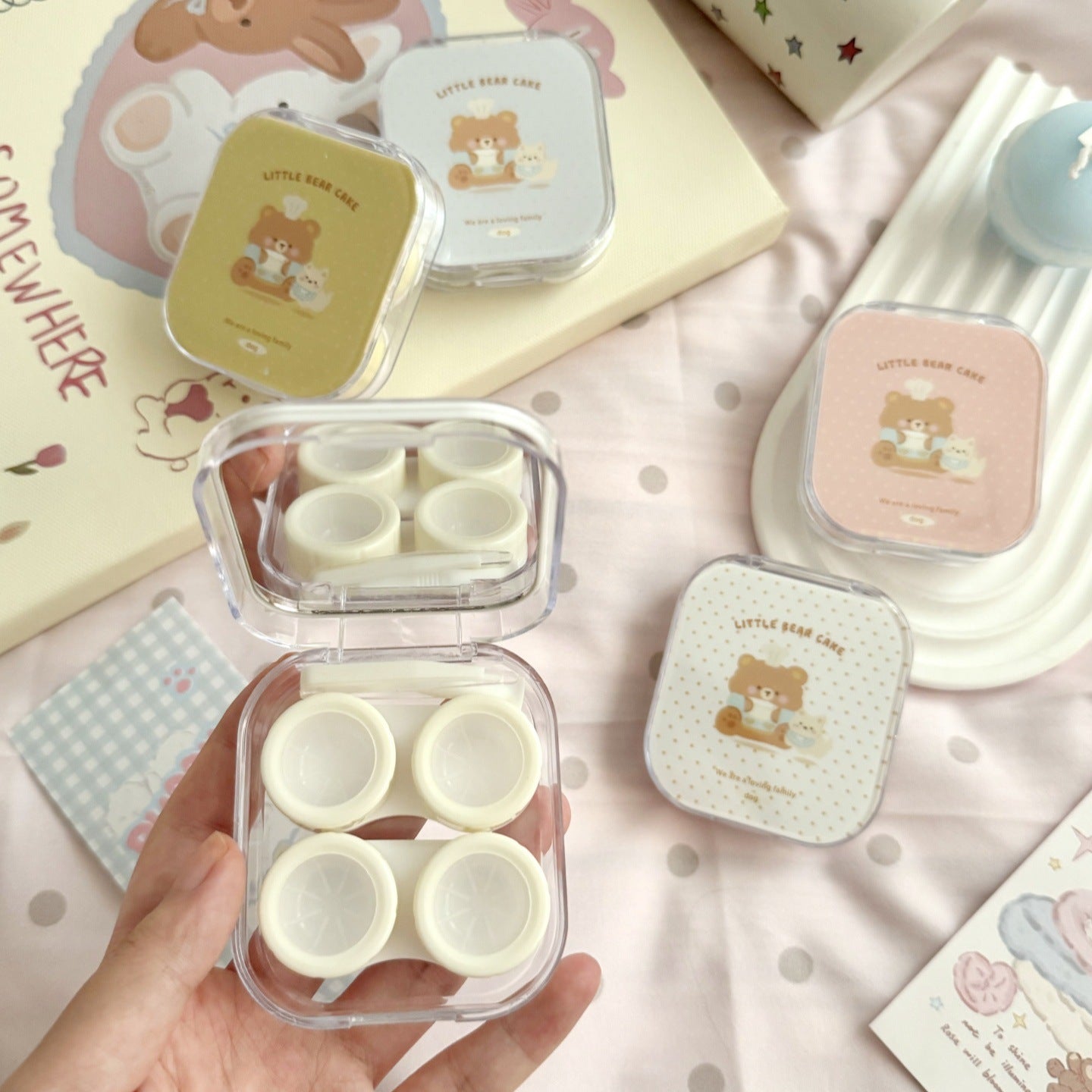 Little Bear Cake Colored Contact Lens Case