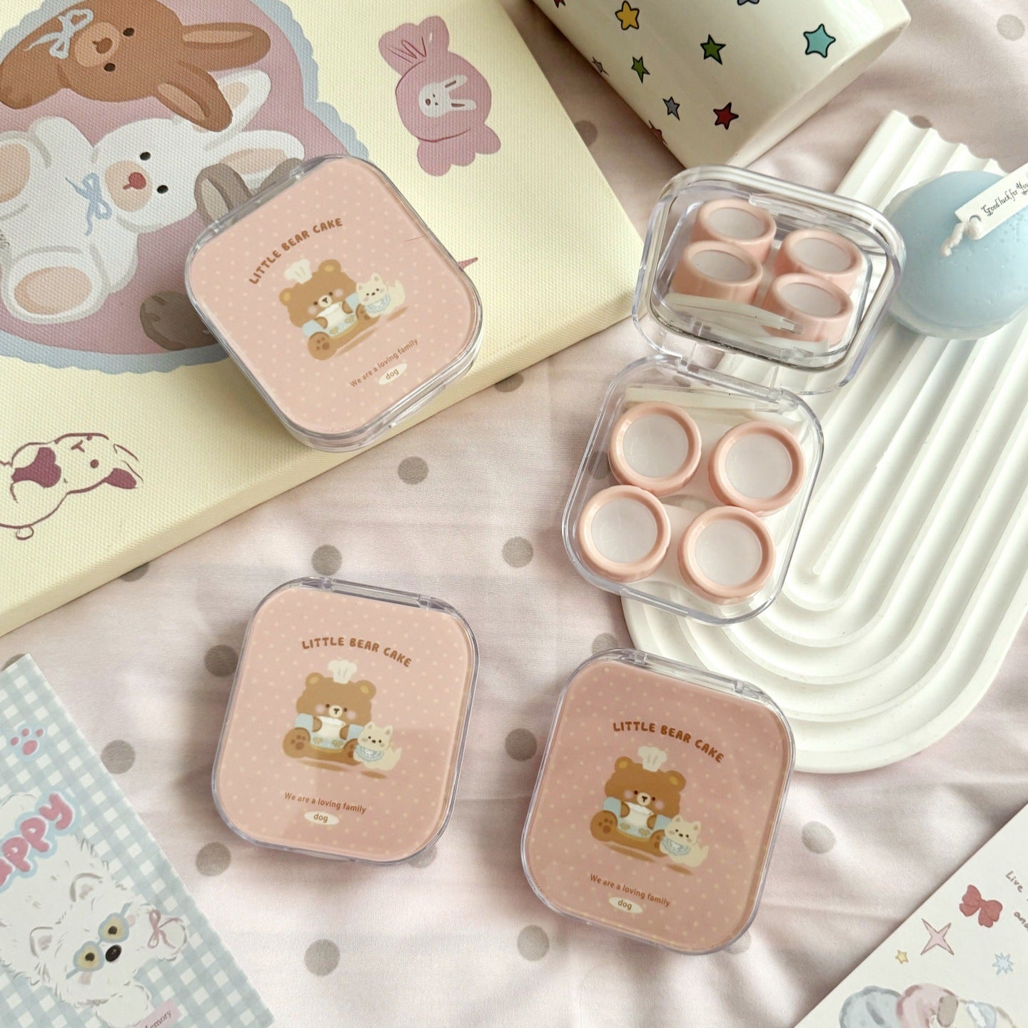 Little Bear Cake Colored Contact Lens Case