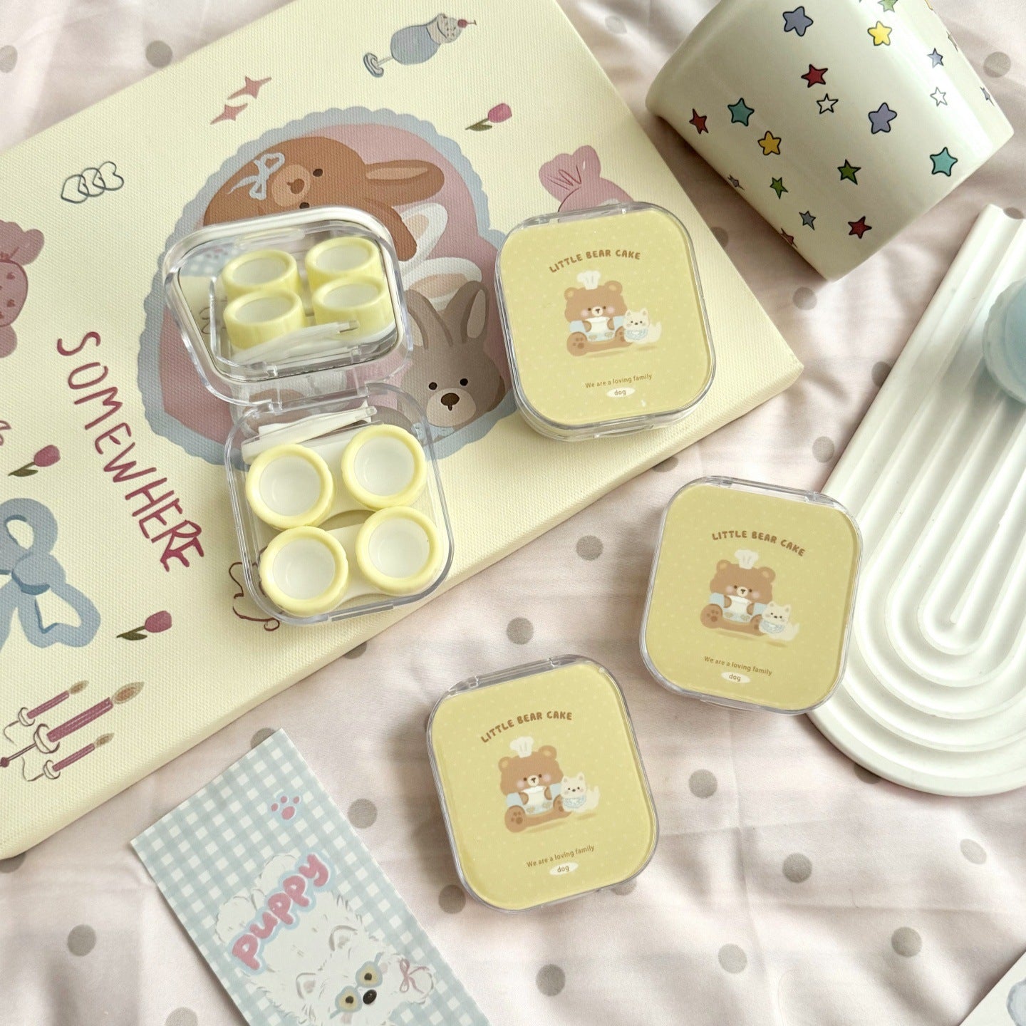 Little Bear Cake Colored Contact Lens Case