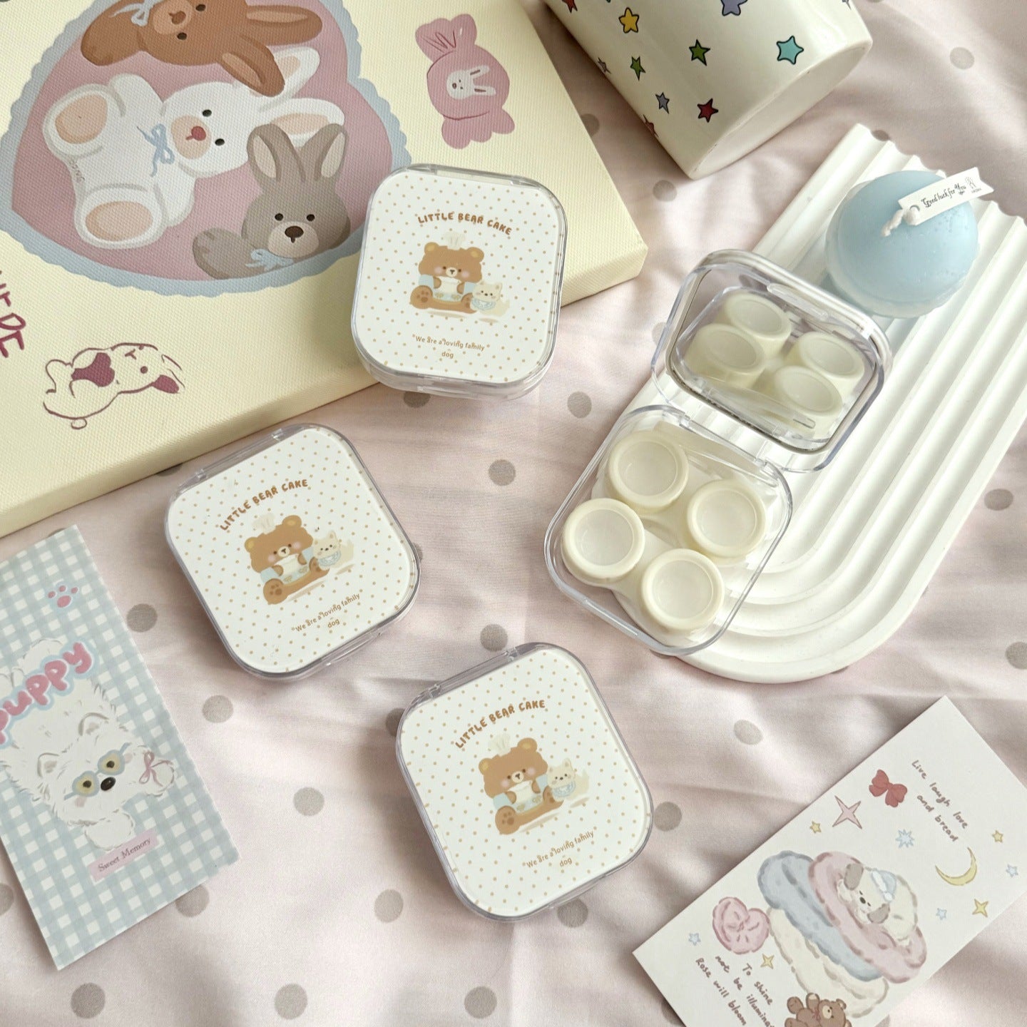 Little Bear Cake Colored Contact Lens Case