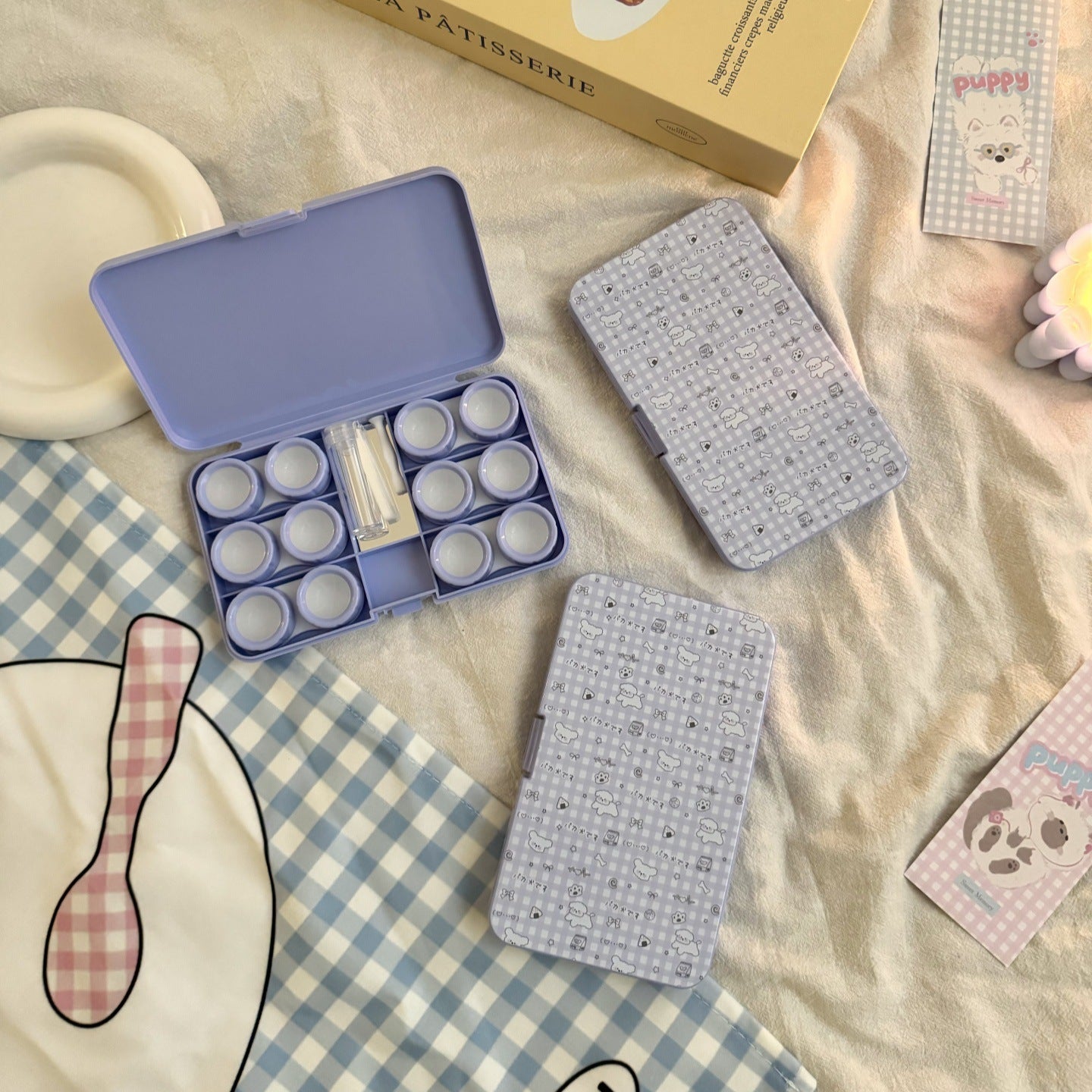 Pastel Floral Kitten Colored Contact Lens Case