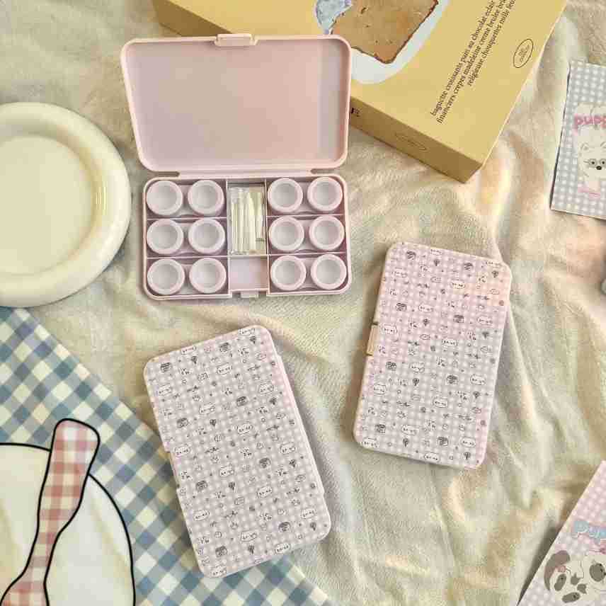 Pastel Floral Kitten Colored Contact Lens Case
