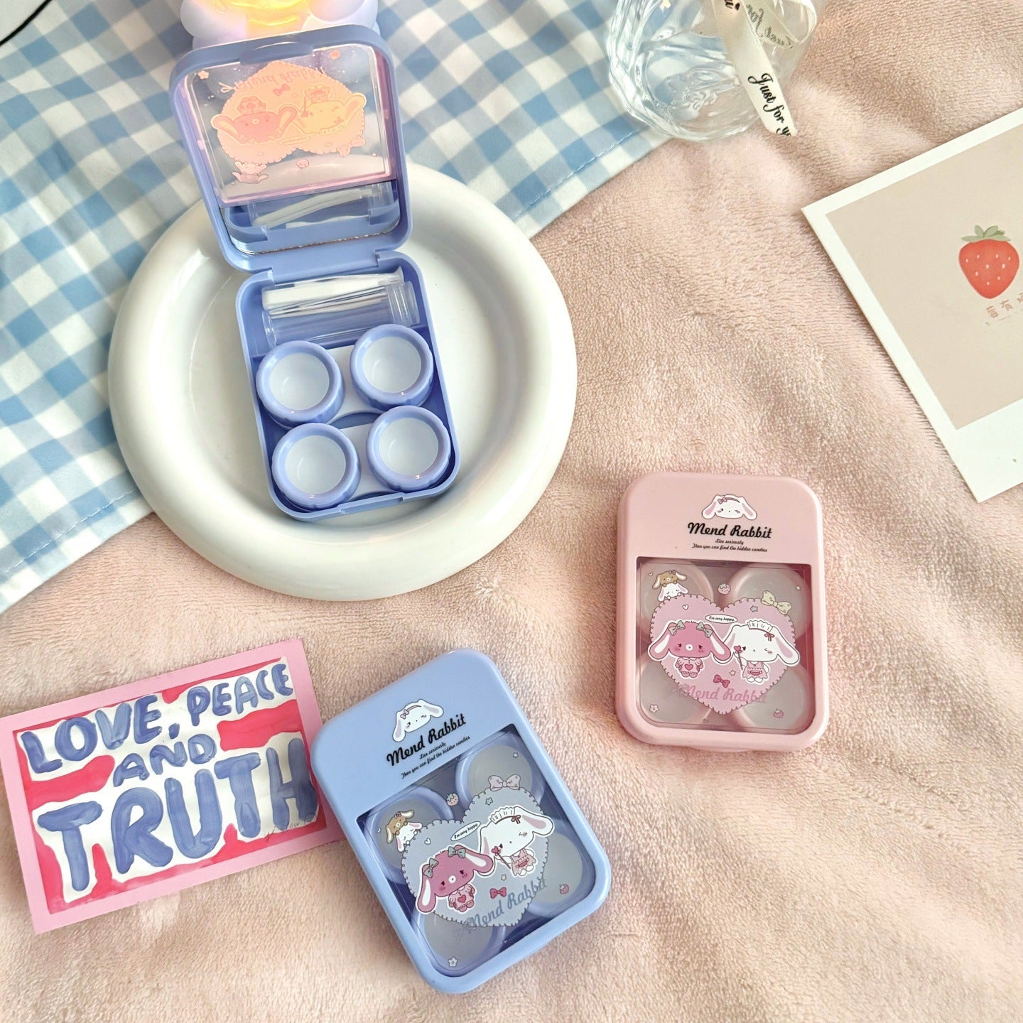 Heartful Mend Rabbit Colored Contact Lens Case