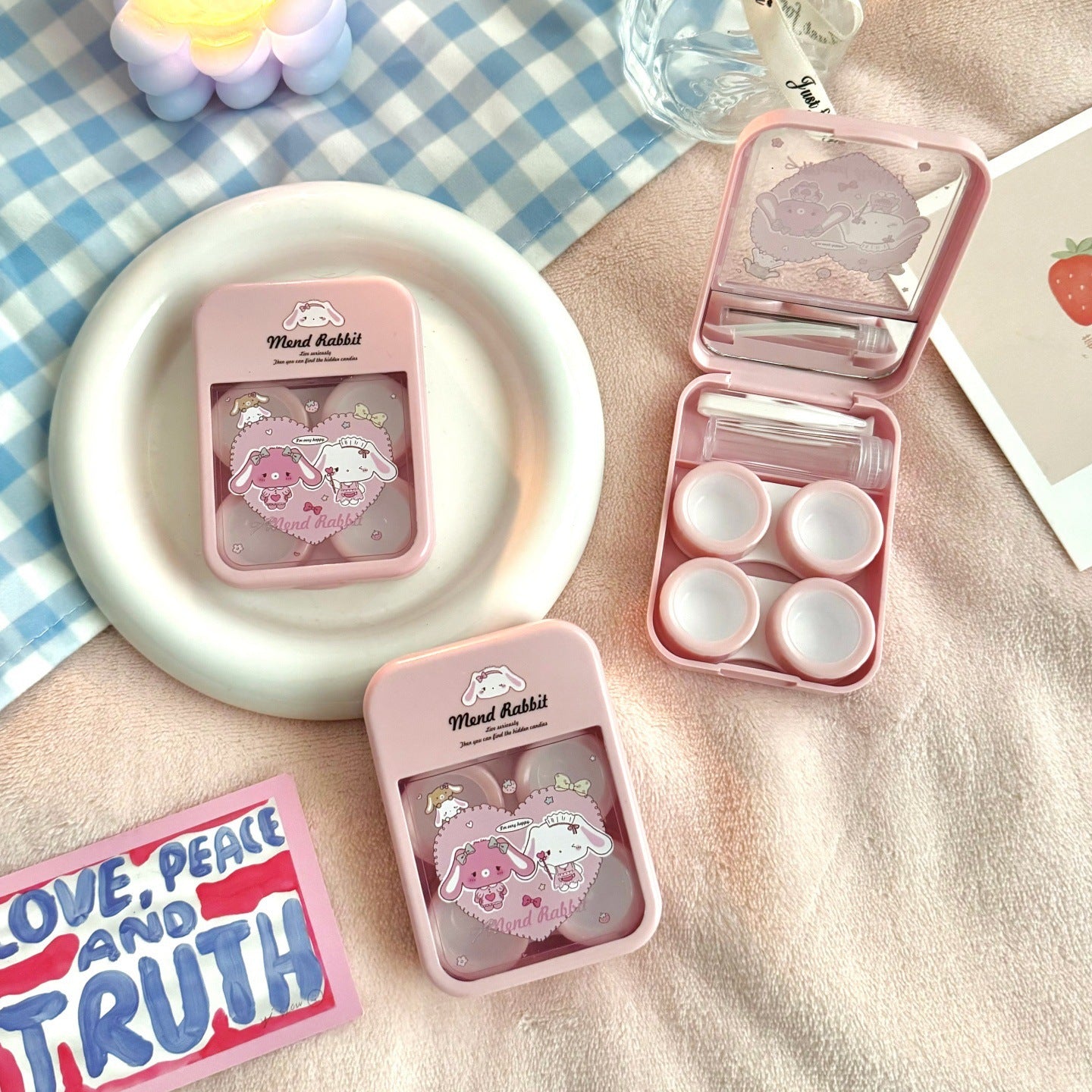 Heartful Mend Rabbit Colored Contact Lens Case