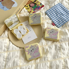 Butter Yellow Bow Kitten Colored Contact Lens Case