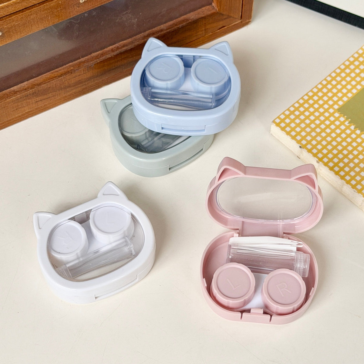 Cute Cat-Ear Colored Contact Lens Case