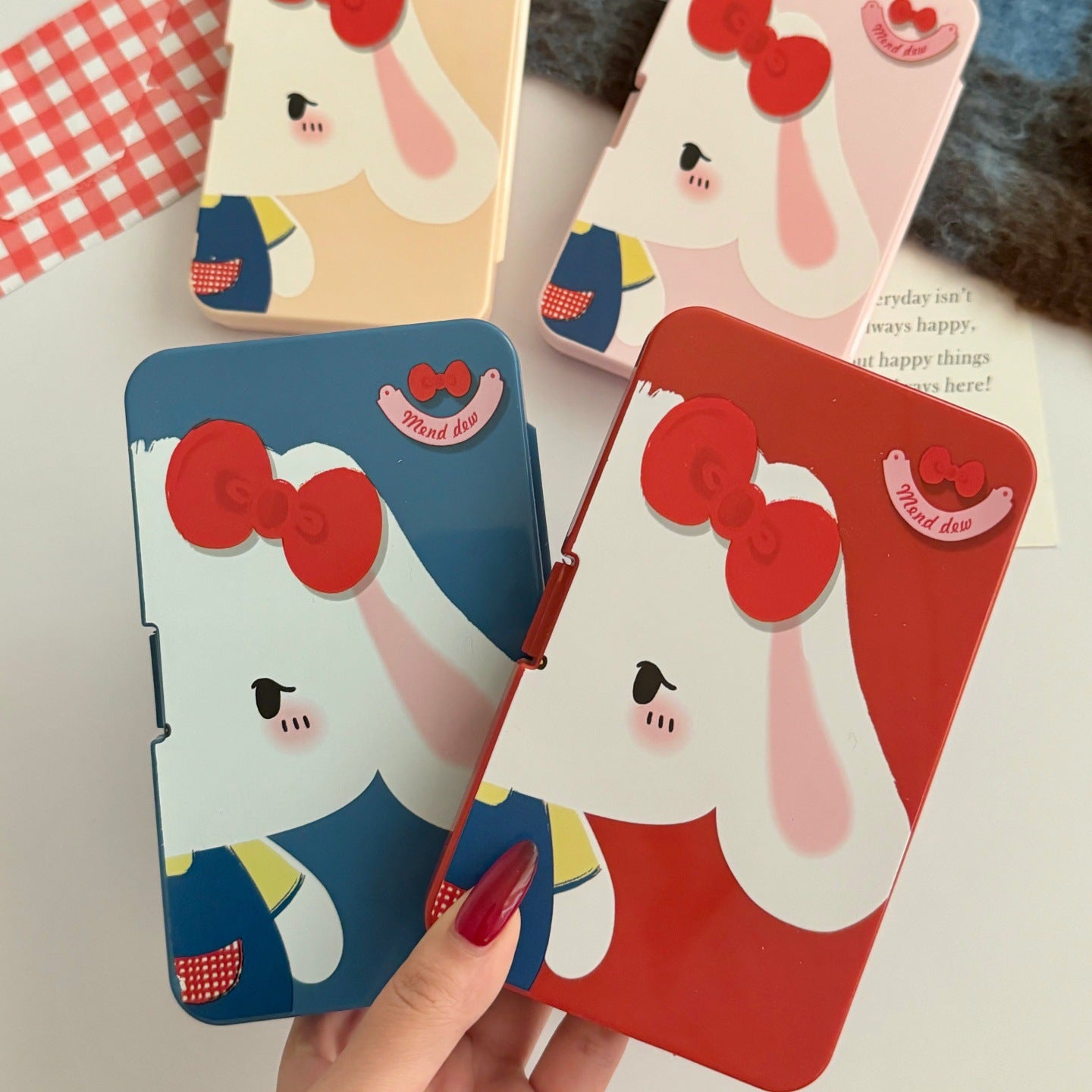 Lop Ear Bow Bunny Colored Contact Lens Case
