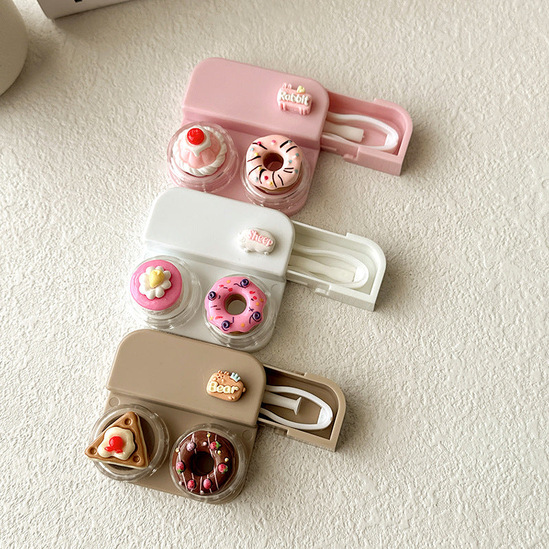Lovely Pastel-Style Cake Colored Contact Lens Case