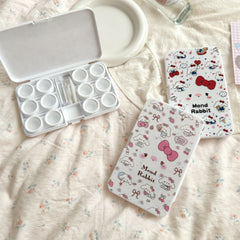 Pastel Bow Lop Ear Bunny Diary Colored Contact Lens Case