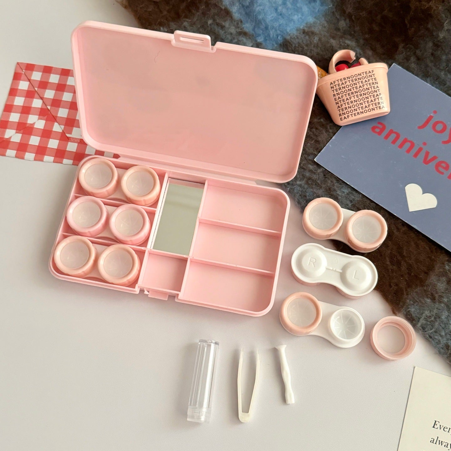 Lop Ear Bow Bunny Colored Contact Lens Case