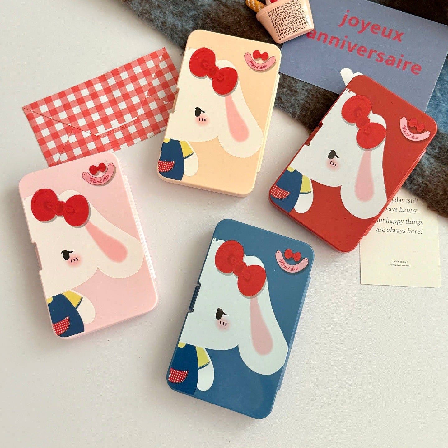 Lop Ear Bow Bunny Colored Contact Lens Case