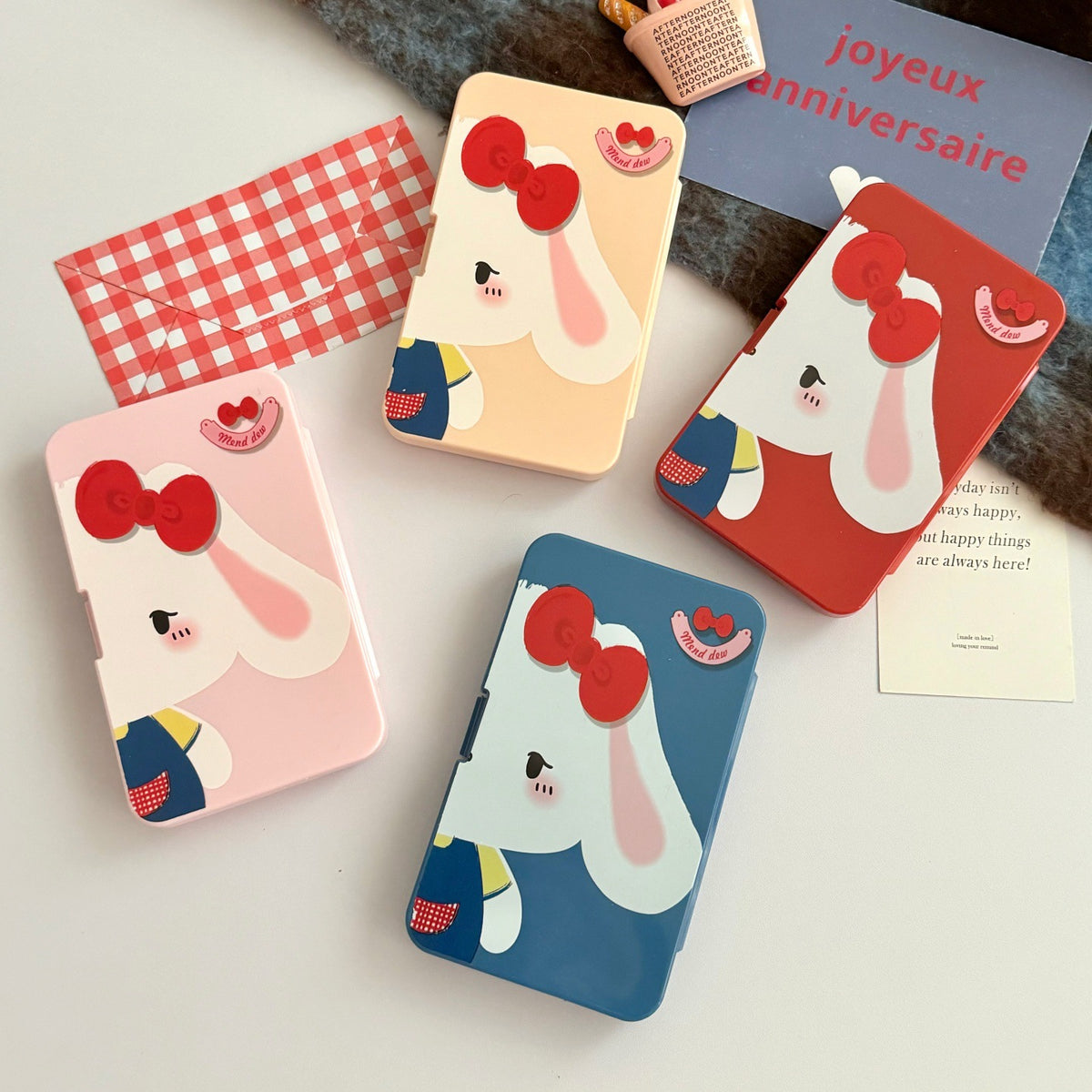 Lop Ear Bow Bunny Colored Contact Lens Case