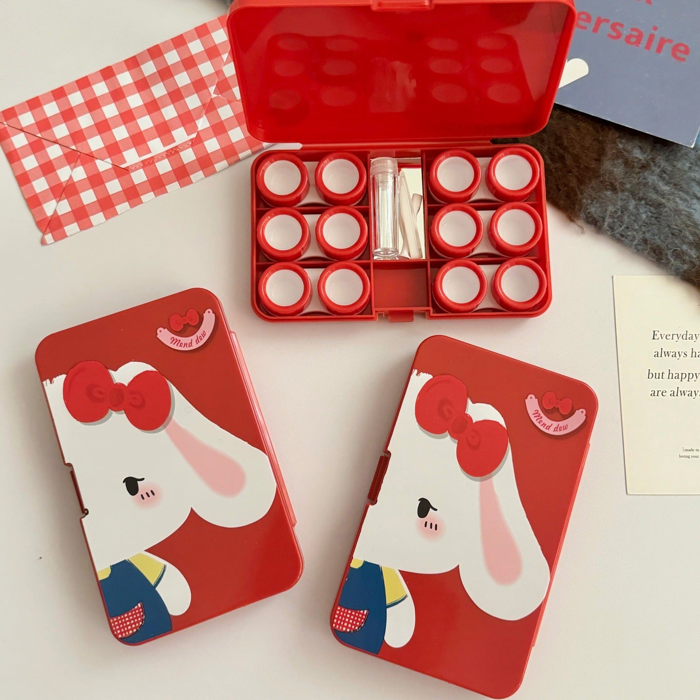 Lop Ear Bow Bunny Colored Contact Lens Case