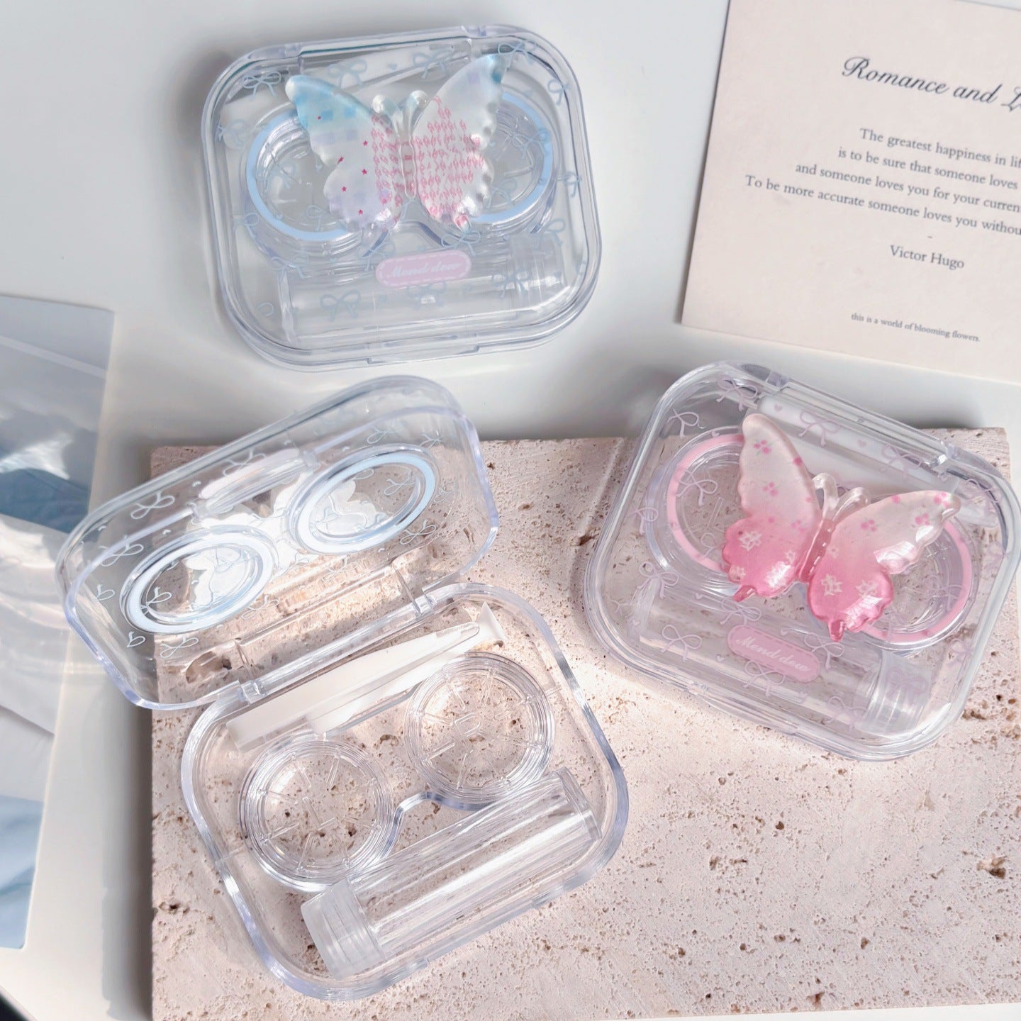 Crystal Gradient Butterfly Colored Contact Lens Case