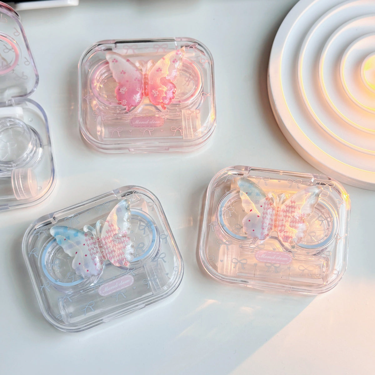 Crystal Gradient Butterfly Colored Contact Lens Case