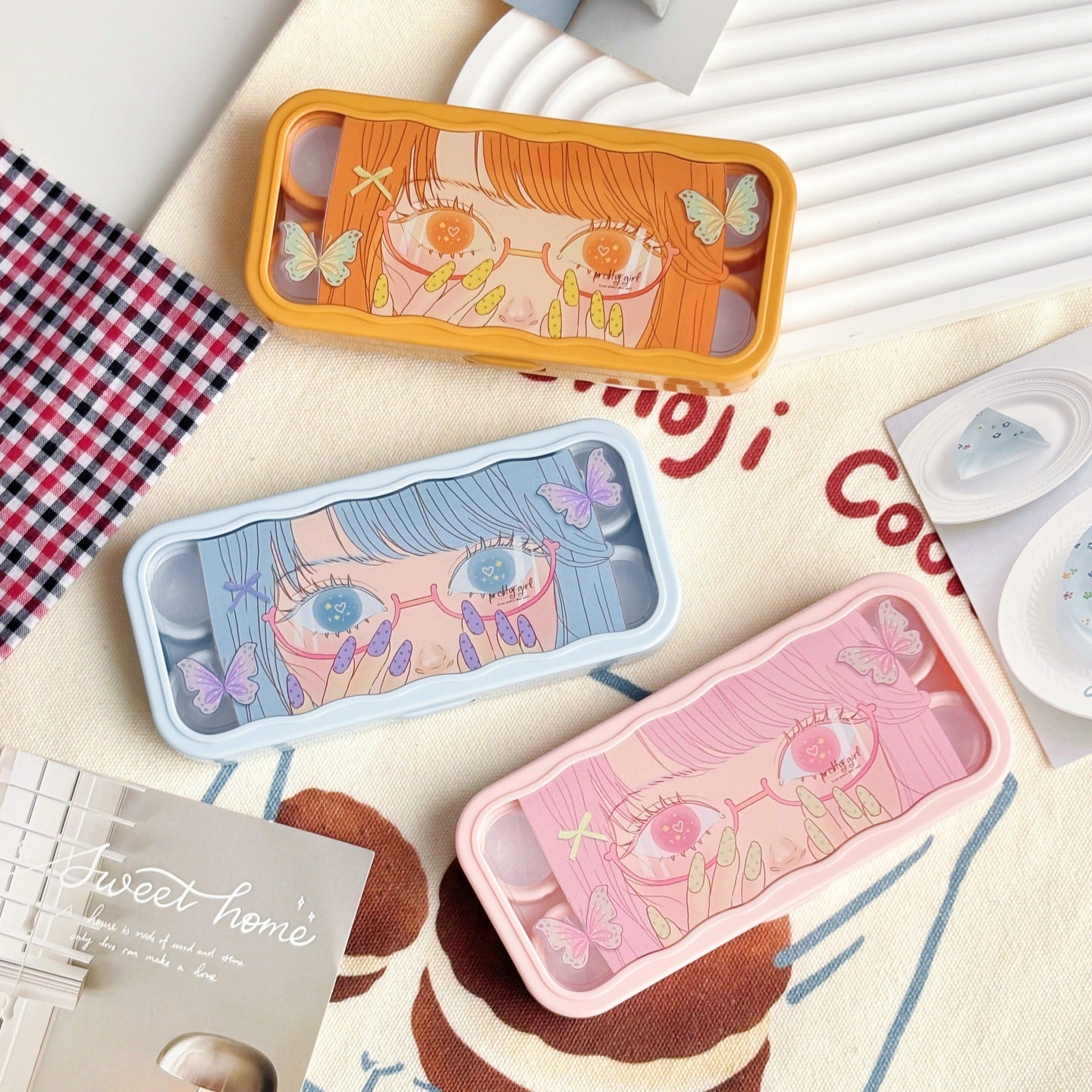 Manga Butterfly Eyes Colored Contact Lens Case