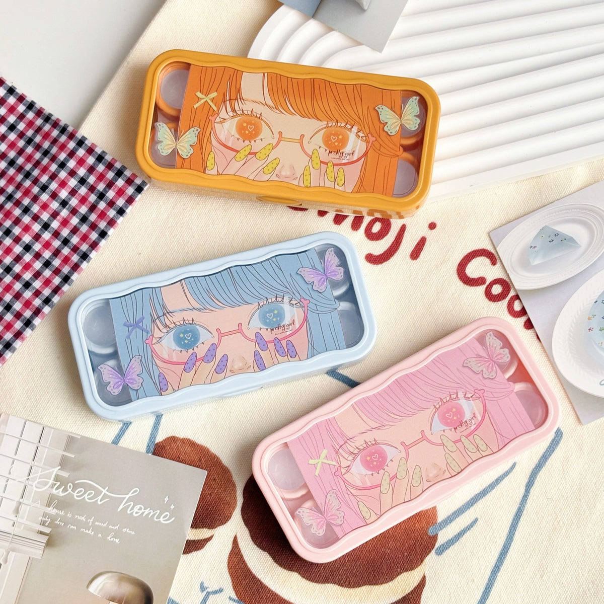 Manga Butterfly Eyes Colored Contact Lens Case