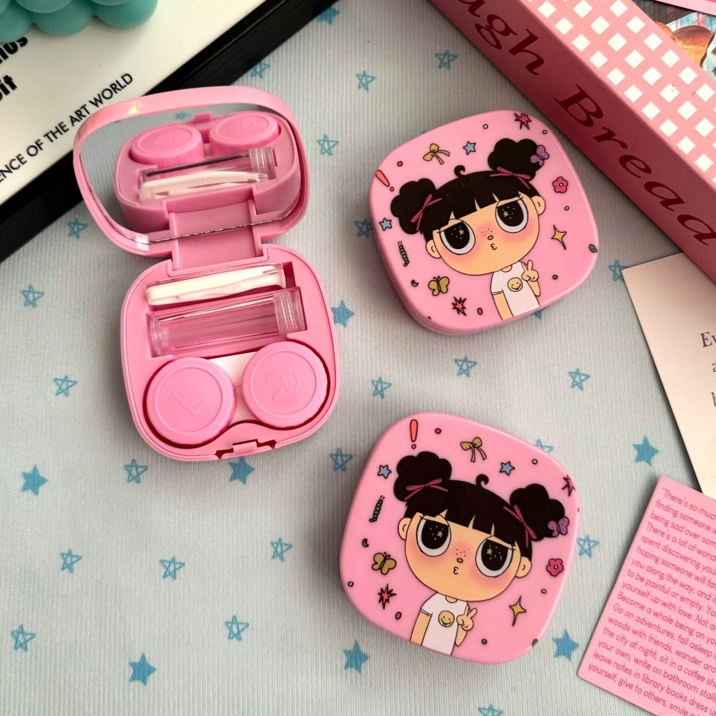 Pouty Pigtail Dolly Girl Colored Contact Lens Case