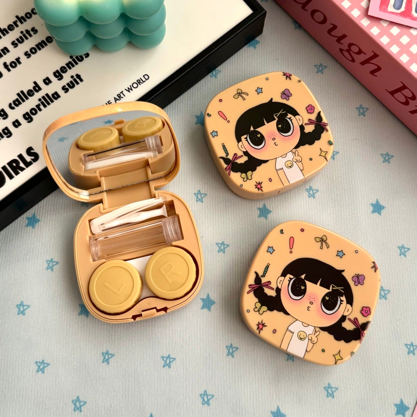 Pouty Pigtail Dolly Girl Colored Contact Lens Case