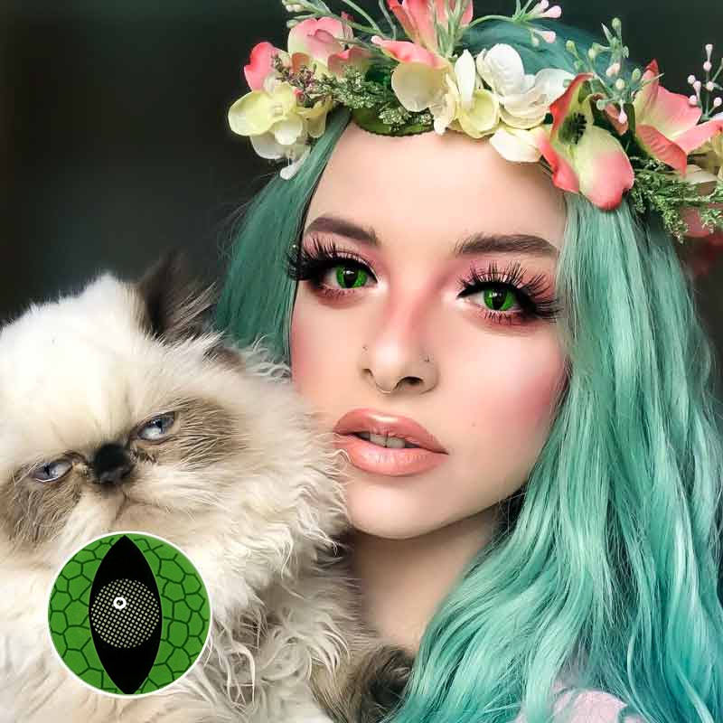 Cosplay Ojos de gato Ojos de serpiente Lentes de contacto de color verde