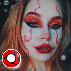 Lentes de contacto de color rojo con cuchillas Sharingan para cosplay