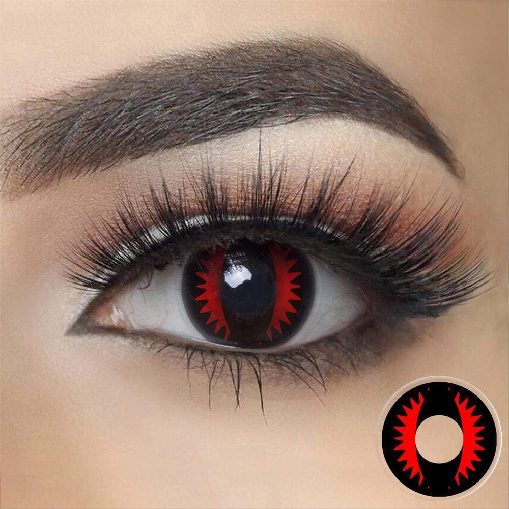 Cosplay Cat Eye Lash Red Colored Contact Lenses