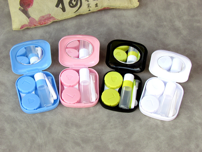 Lovely square portable Multicolor Colored Contact Lens Case