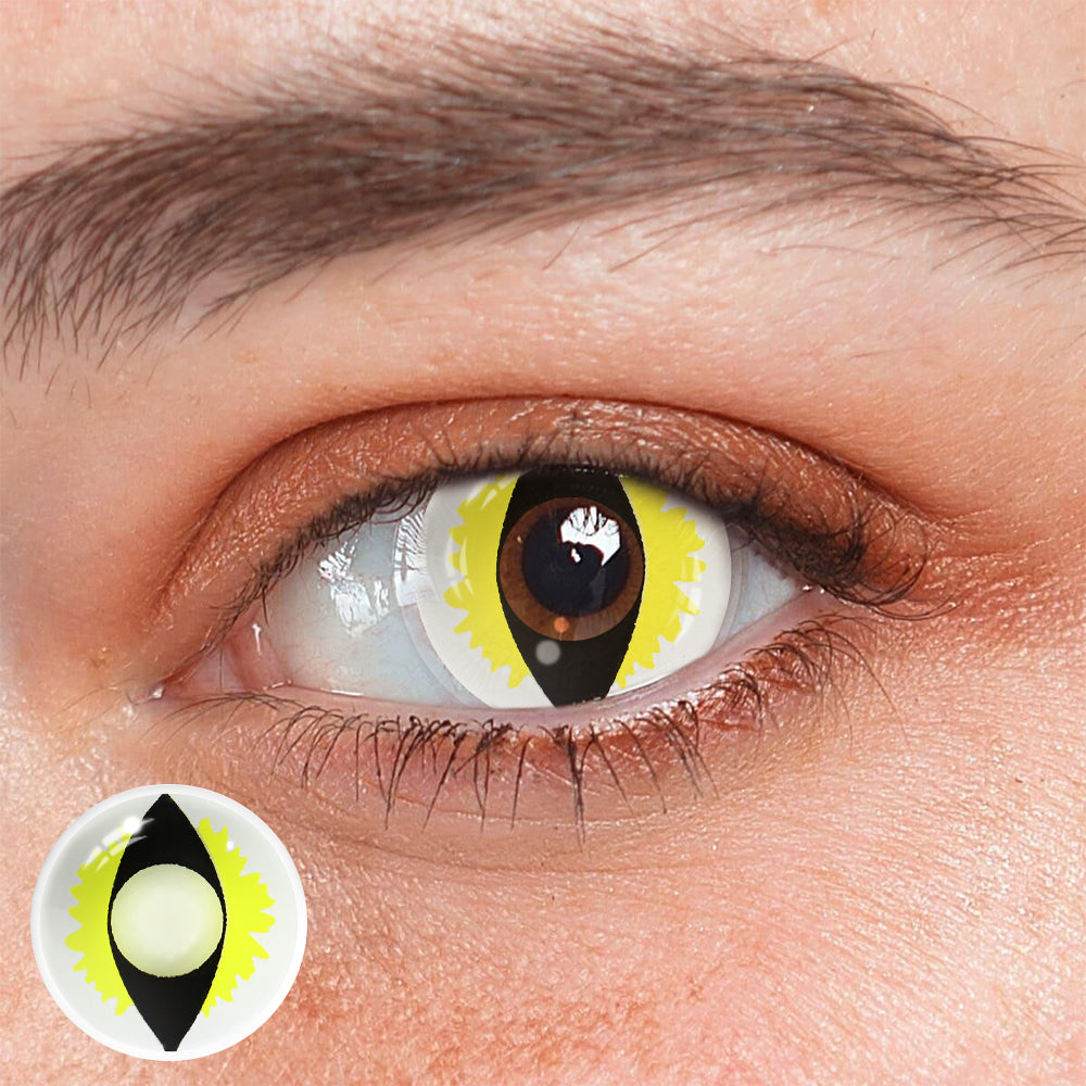 Cosplay Cat Eye Lash Yellow Colored Contact Lenses