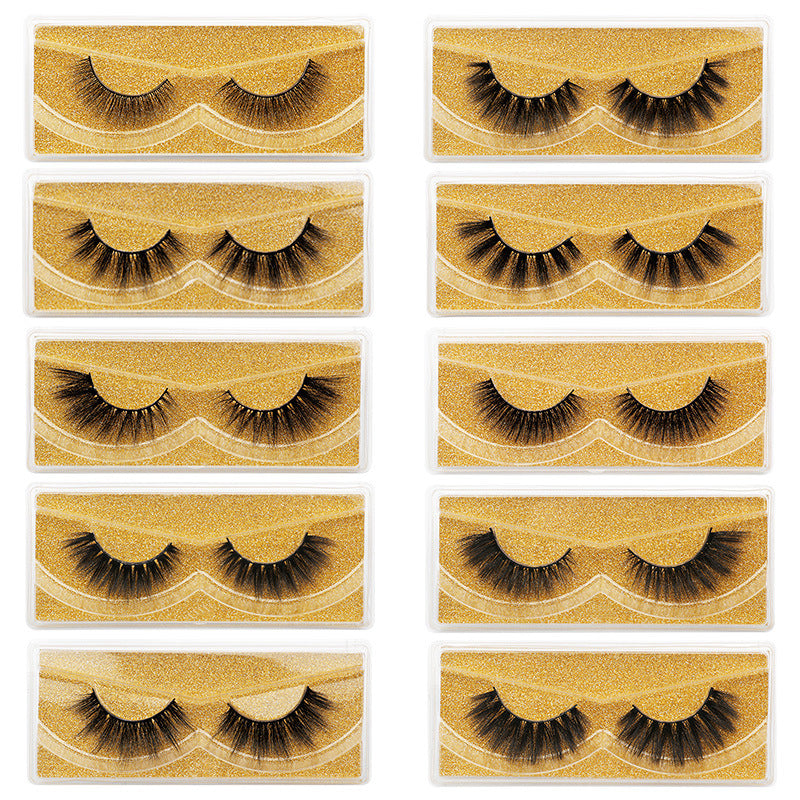 Modelo de tarjeta amarilla 3D Mix Pestañas de pelo de visón de 10 piezas