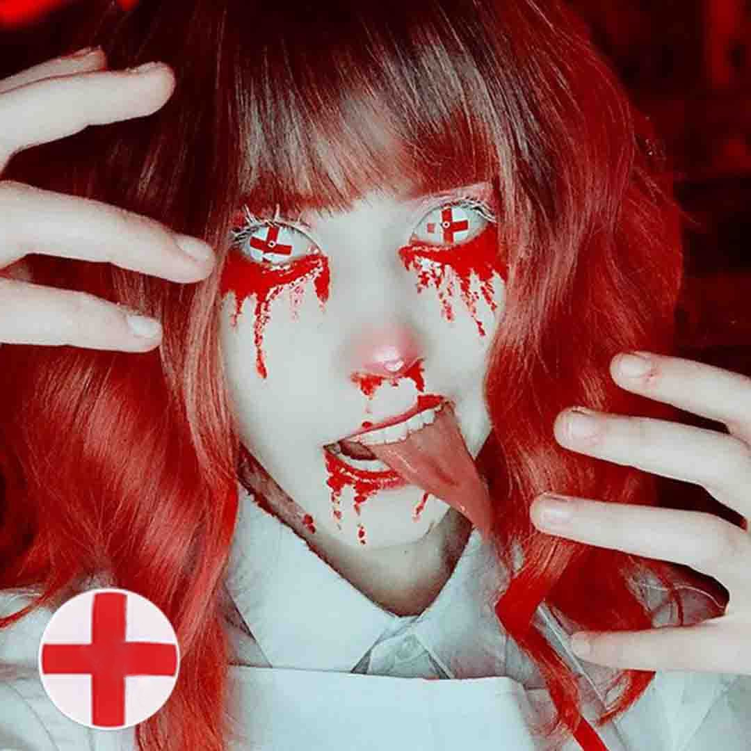 Cosplay Red cross Colored Contact Lenses