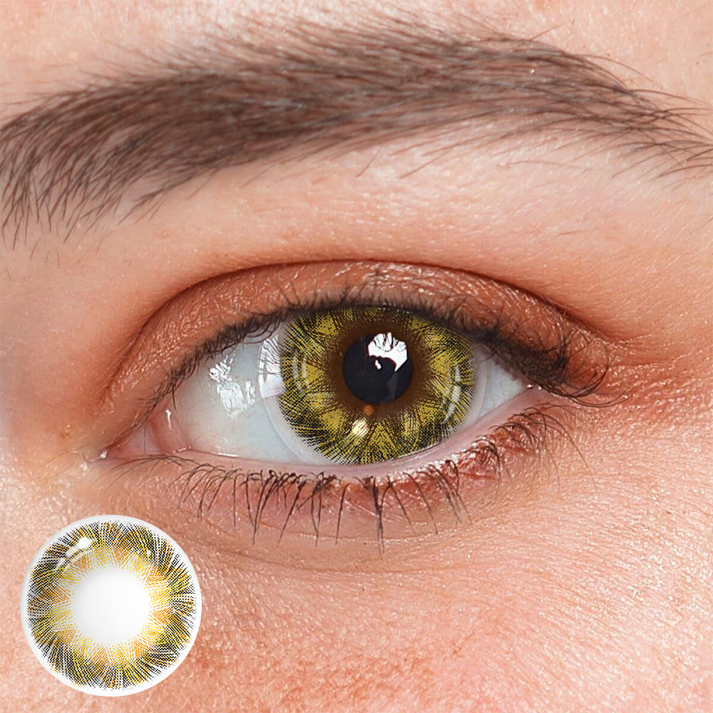 Cosplay Lemon Grass Brown Prescription Colored Contact Lenses