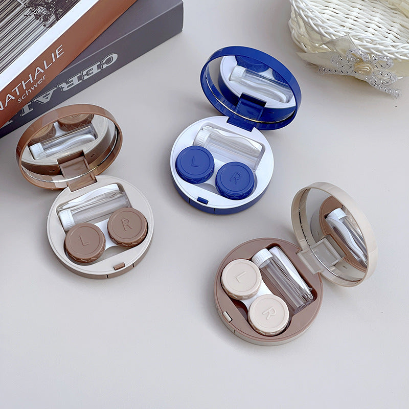 Round Milk Coffee Warm Color Colored Contact Lens Case