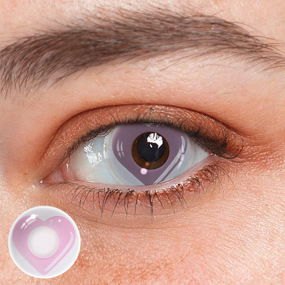 Cosplay Pink Love Heart Pink Colored Contact Lenses