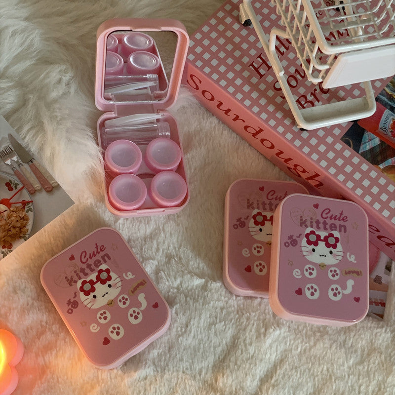 Ins Cute Pink Cat Colored Contact Lens Case