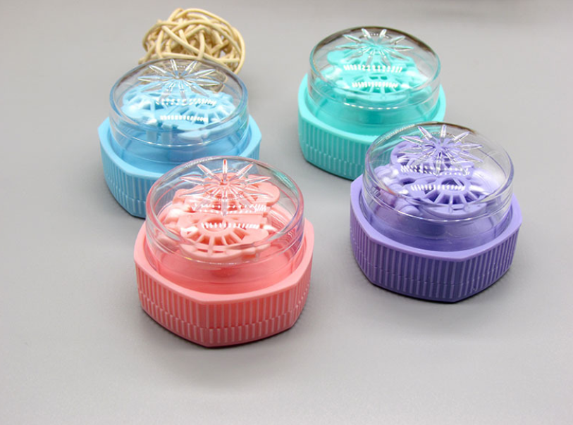 Caja de lentes de contacto de color multicolor de limpieza rotativa manual